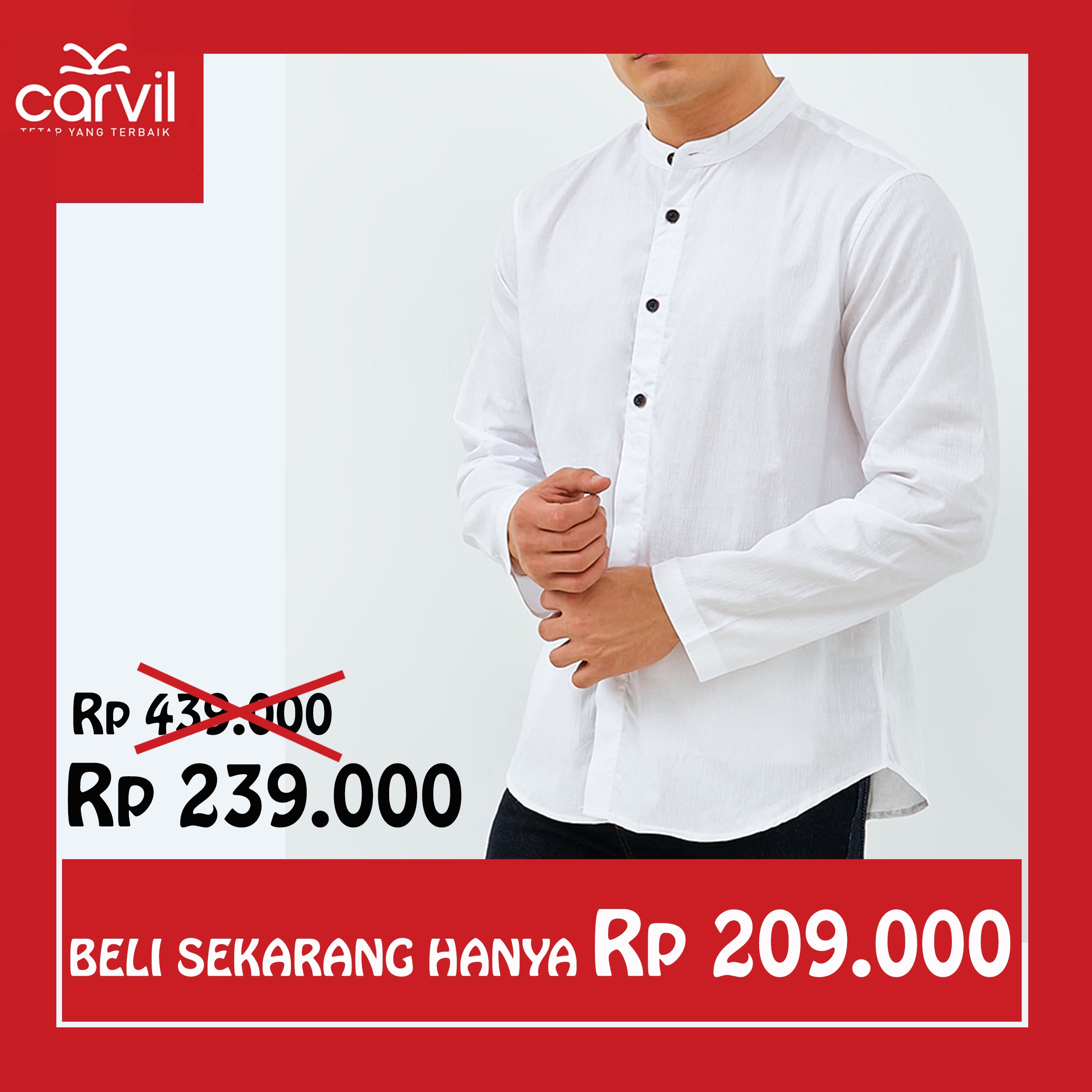 Carvil Baju Koko Man AFDHAL-WHT