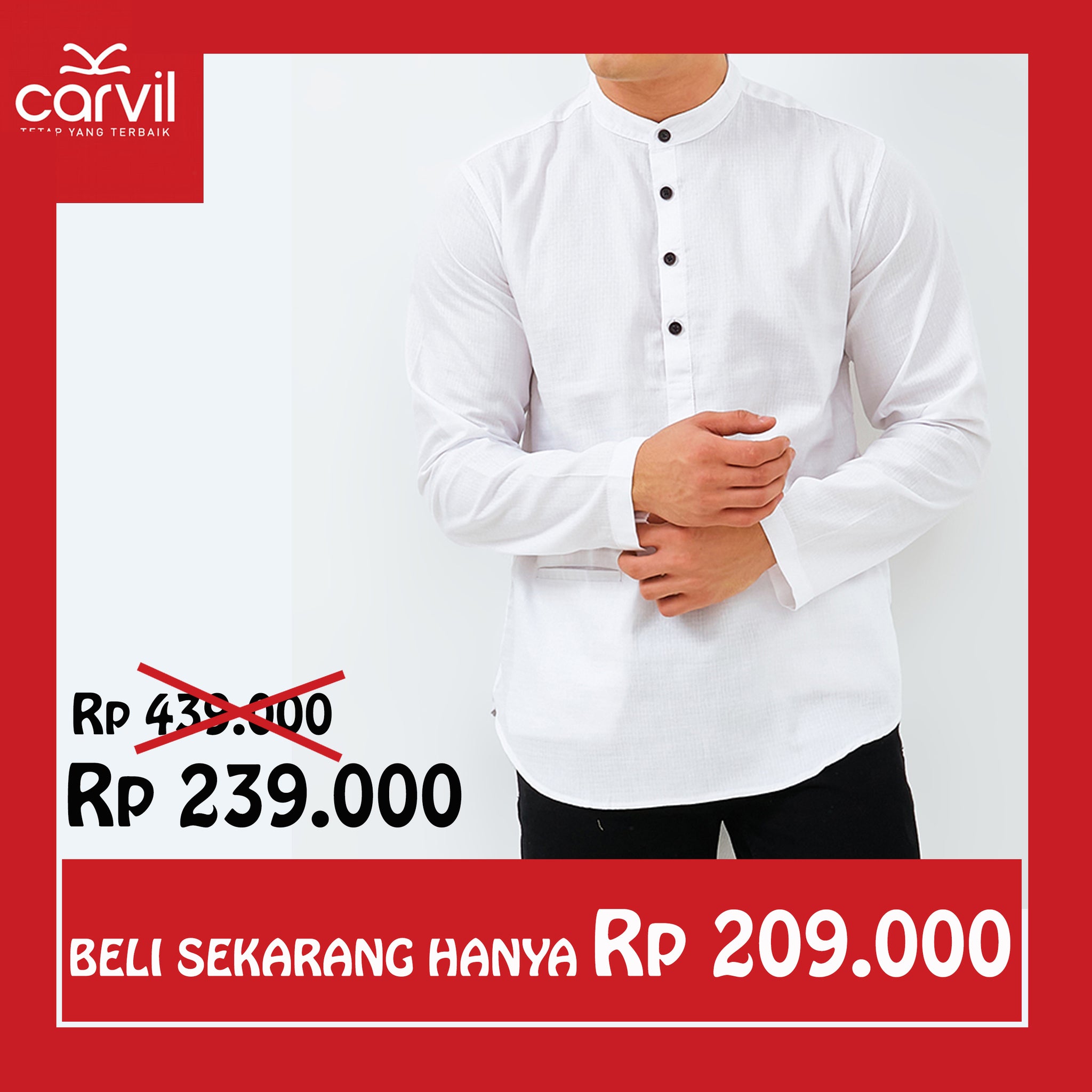 Carvil Baju Koko Man AQILA-WHT