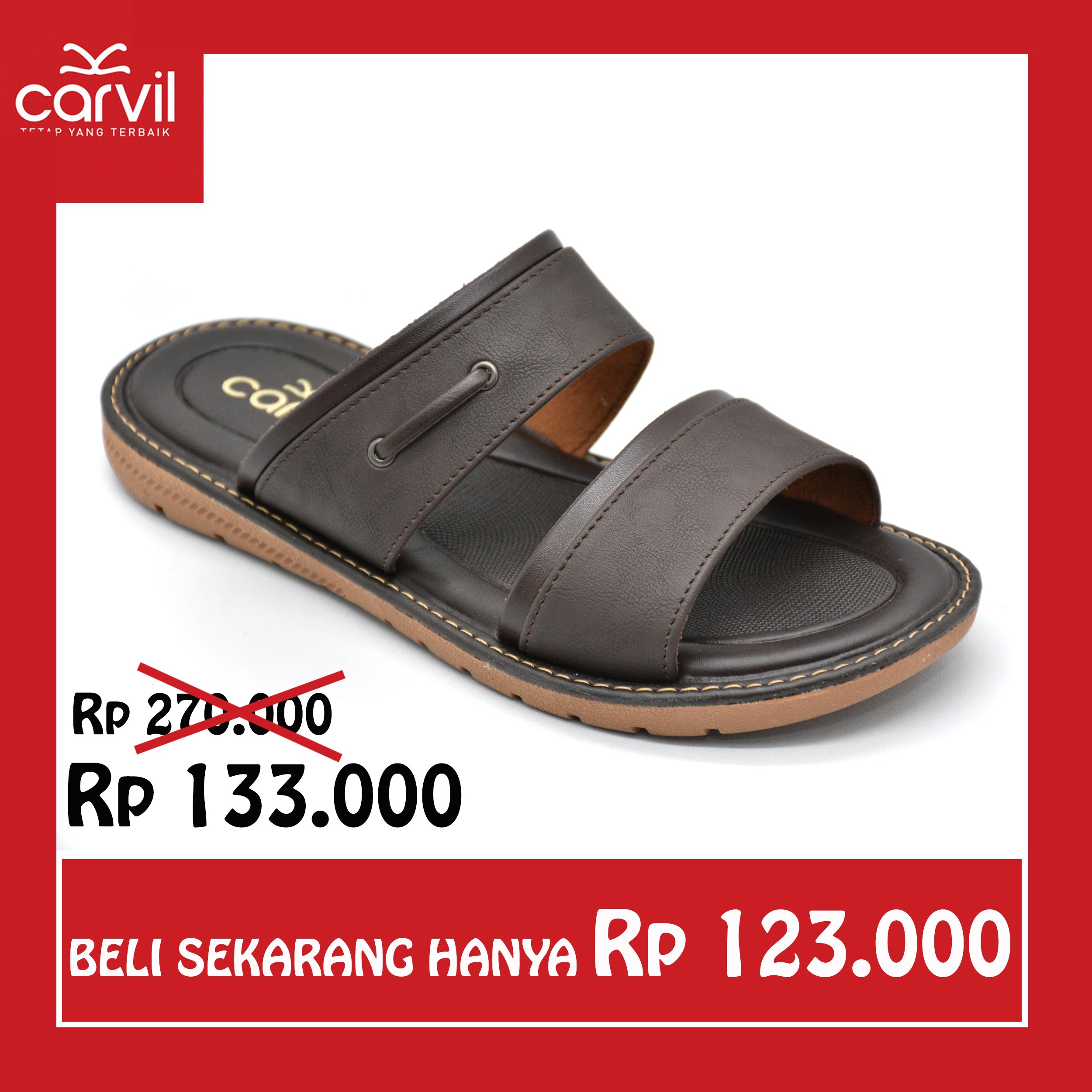 Carvil Sandal Pria BERLION-02 M DARK BROWN