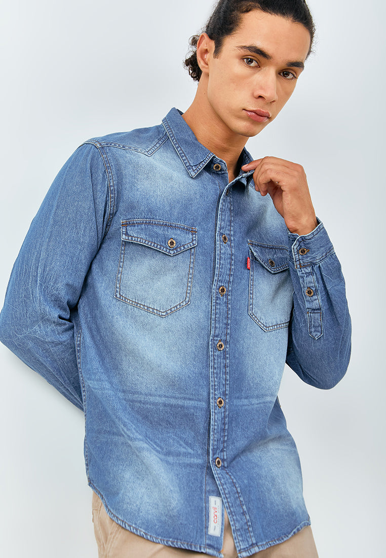 Carvil Kemeja Pria LS BISHOP - BLU BLUE