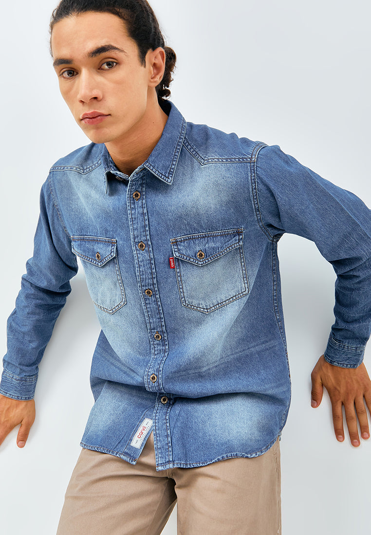 Carvil Kemeja Pria LS BISHOP - BLU BLUE