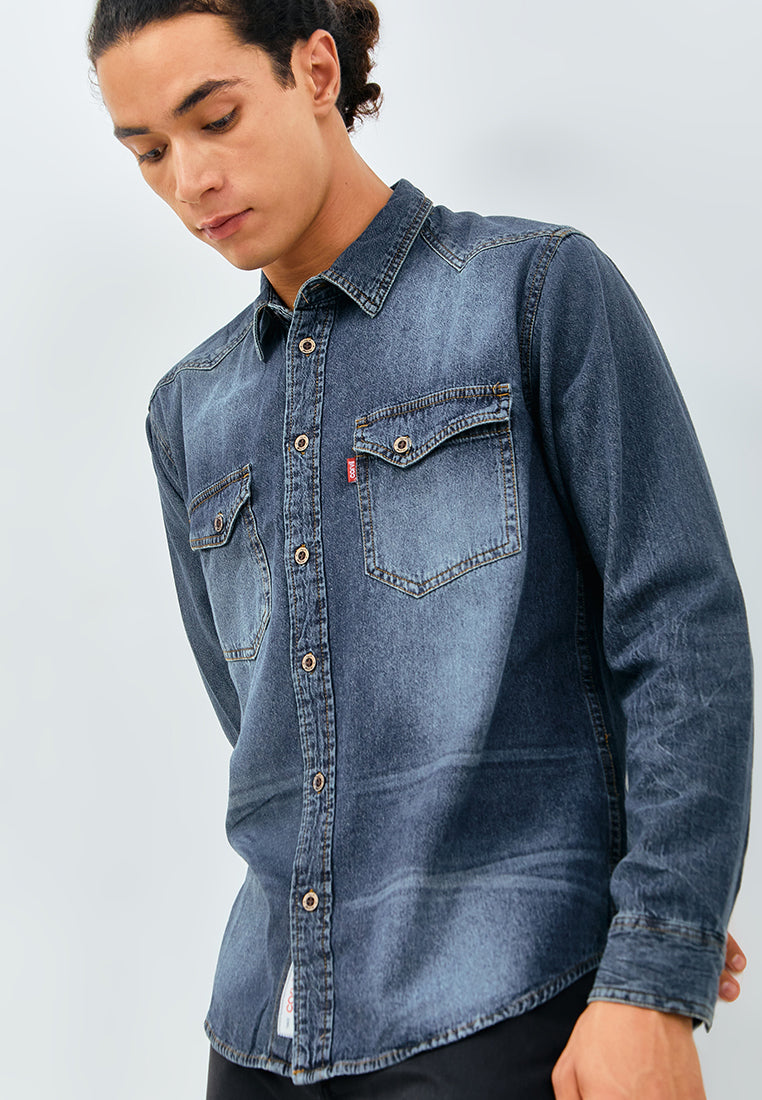 Carvil Kemeja Pria LS BISHOP - DB DARK BLUE