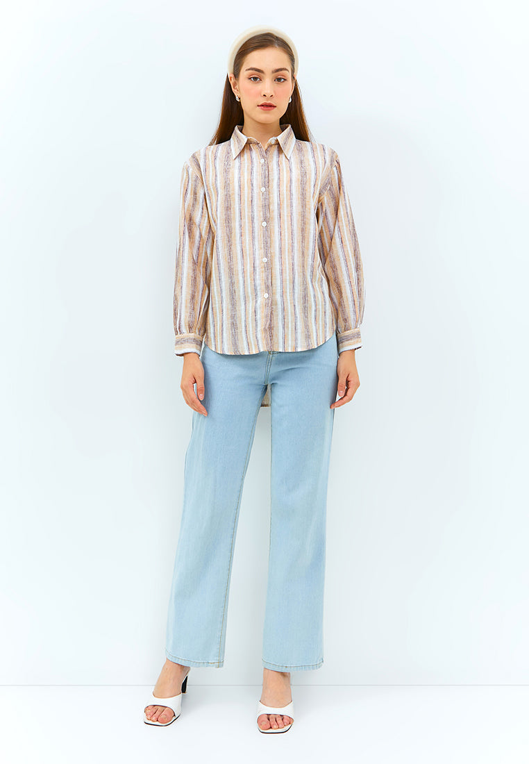Carvil Kemeja Wanita Catlin - Brown/White