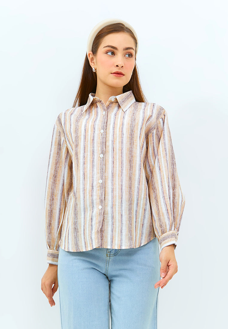 Carvil Kemeja Wanita Catlin - Brown/White