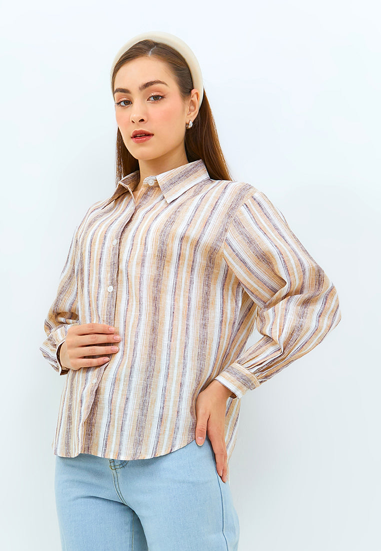 Carvil Kemeja Wanita Catlin - Brown/White