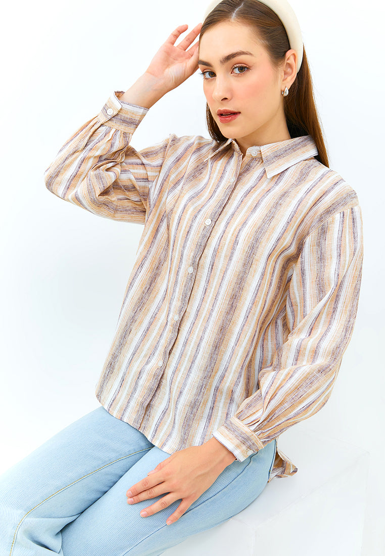 Carvil Kemeja Wanita Catlin - Brown/White