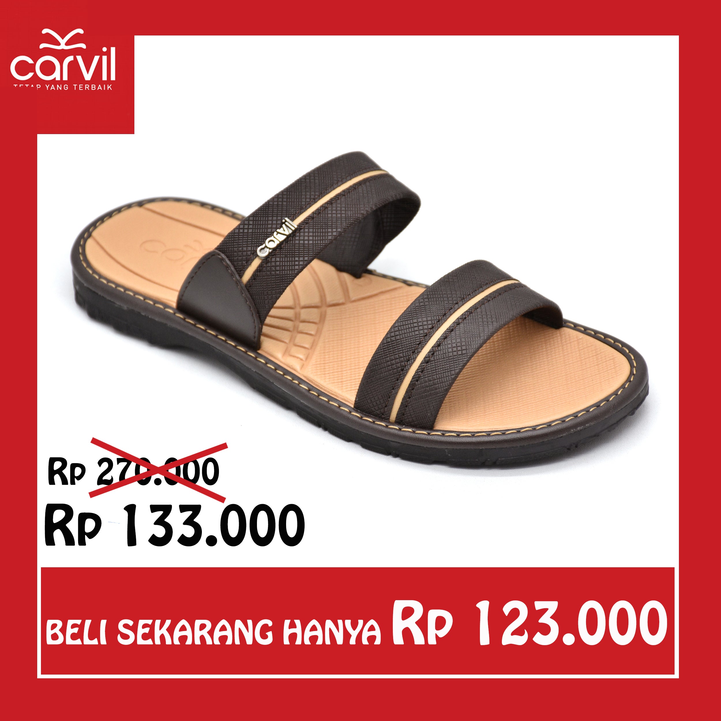 Carvil Sandal Pria ESPRESSO-02 M DARK BROWN