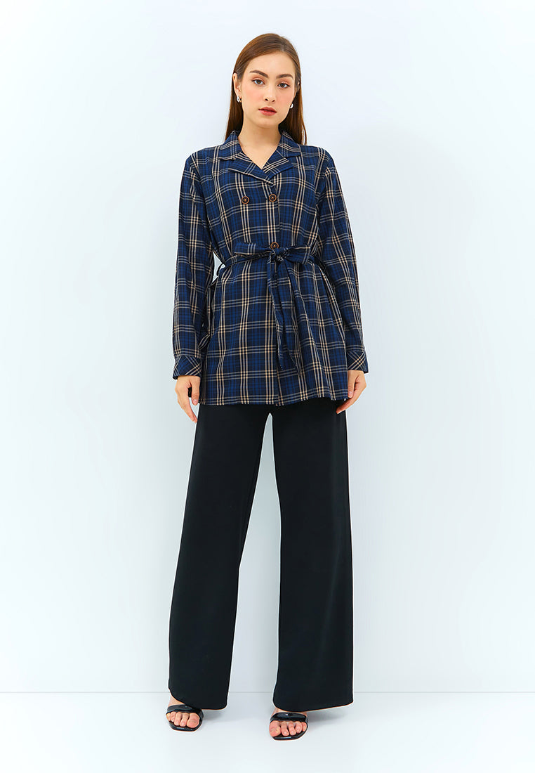 Carvil Kemeja Ladies Freda - Navy/Beige