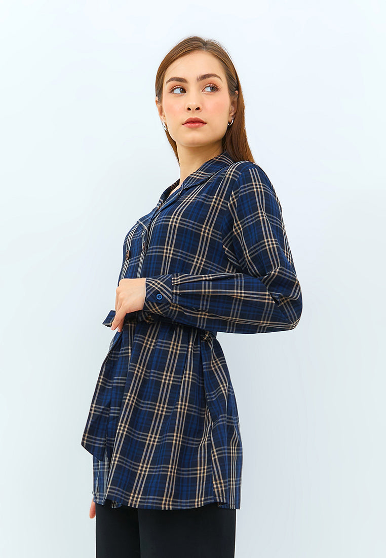 Carvil Kemeja Ladies Freda - Navy/Beige