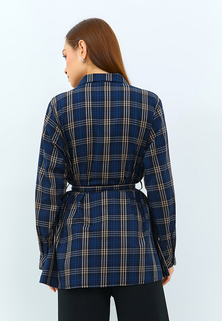 Carvil Kemeja Ladies Freda - Navy/Beige