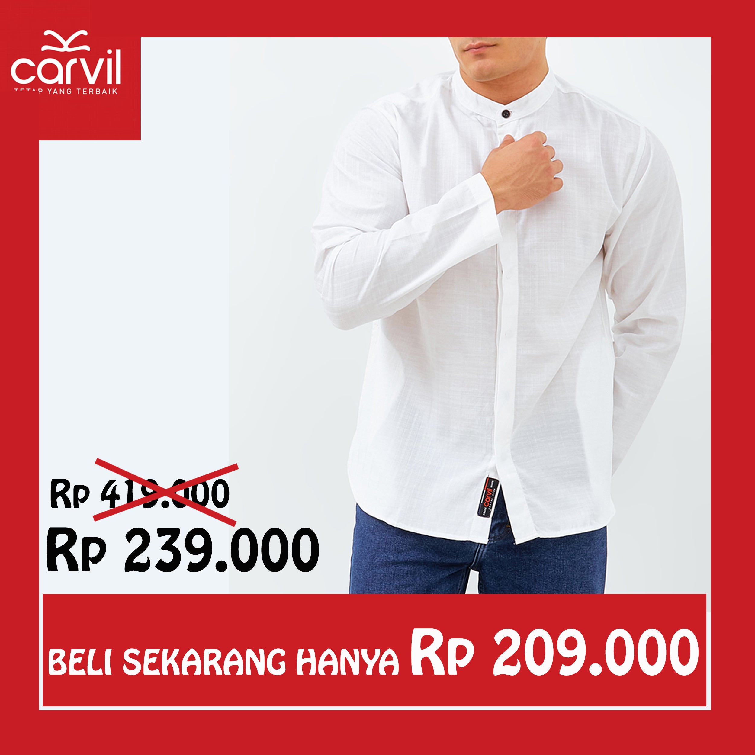 Carvil Baju Koko Man HUDA-WHT
