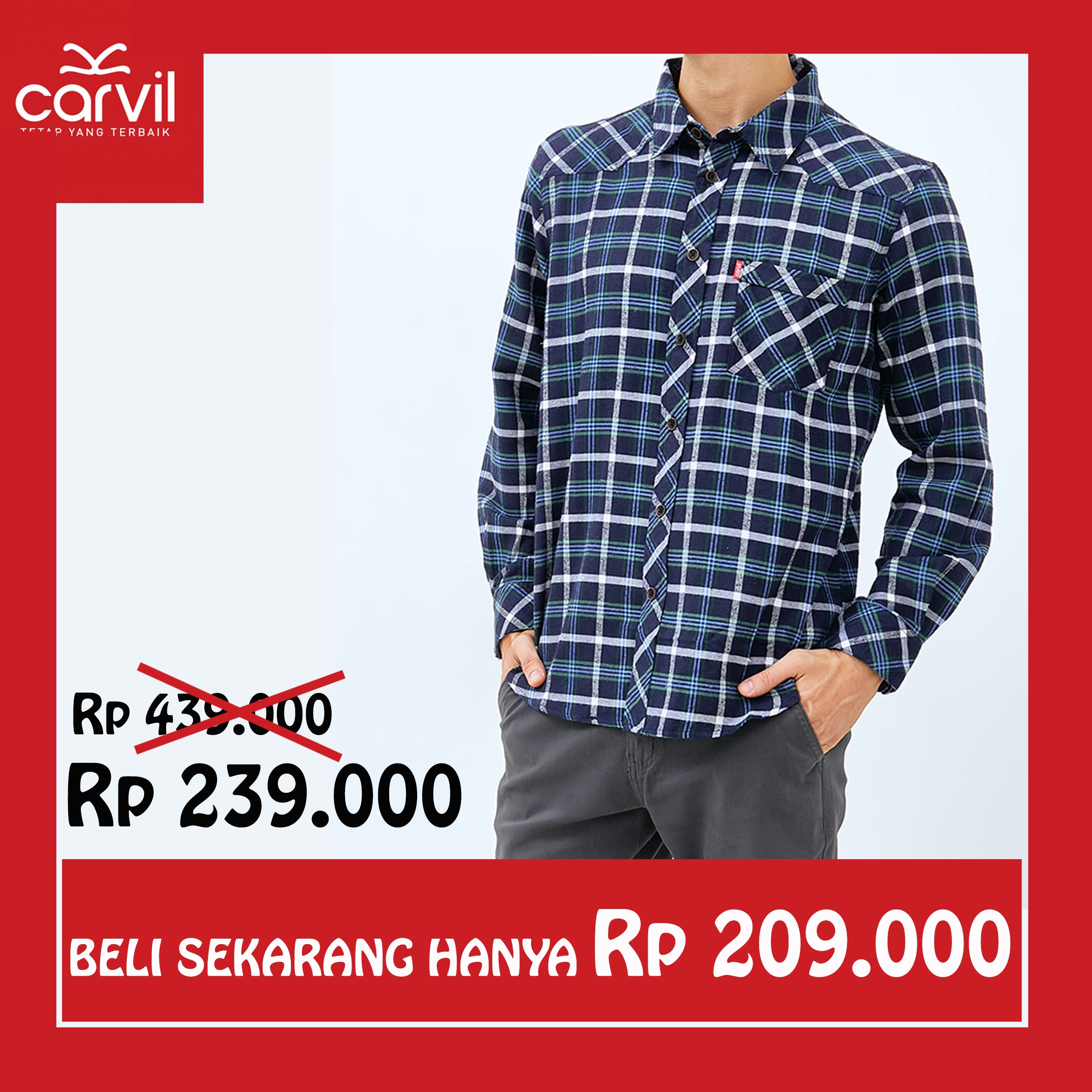 Carvil Kemeja Man LS JACKO- BLU