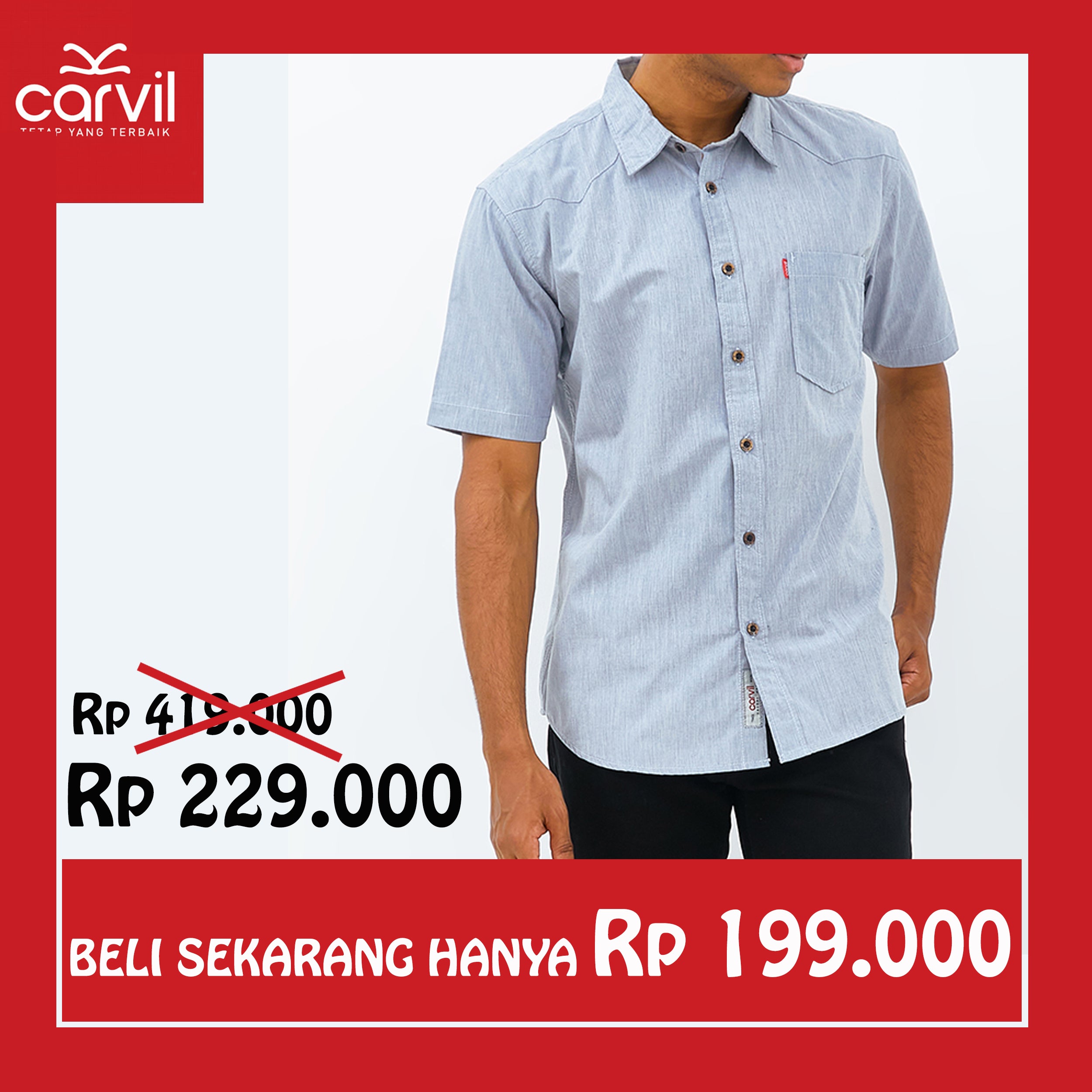 Carvil Kemeja MAN SS LIAVIN-GRY GREY