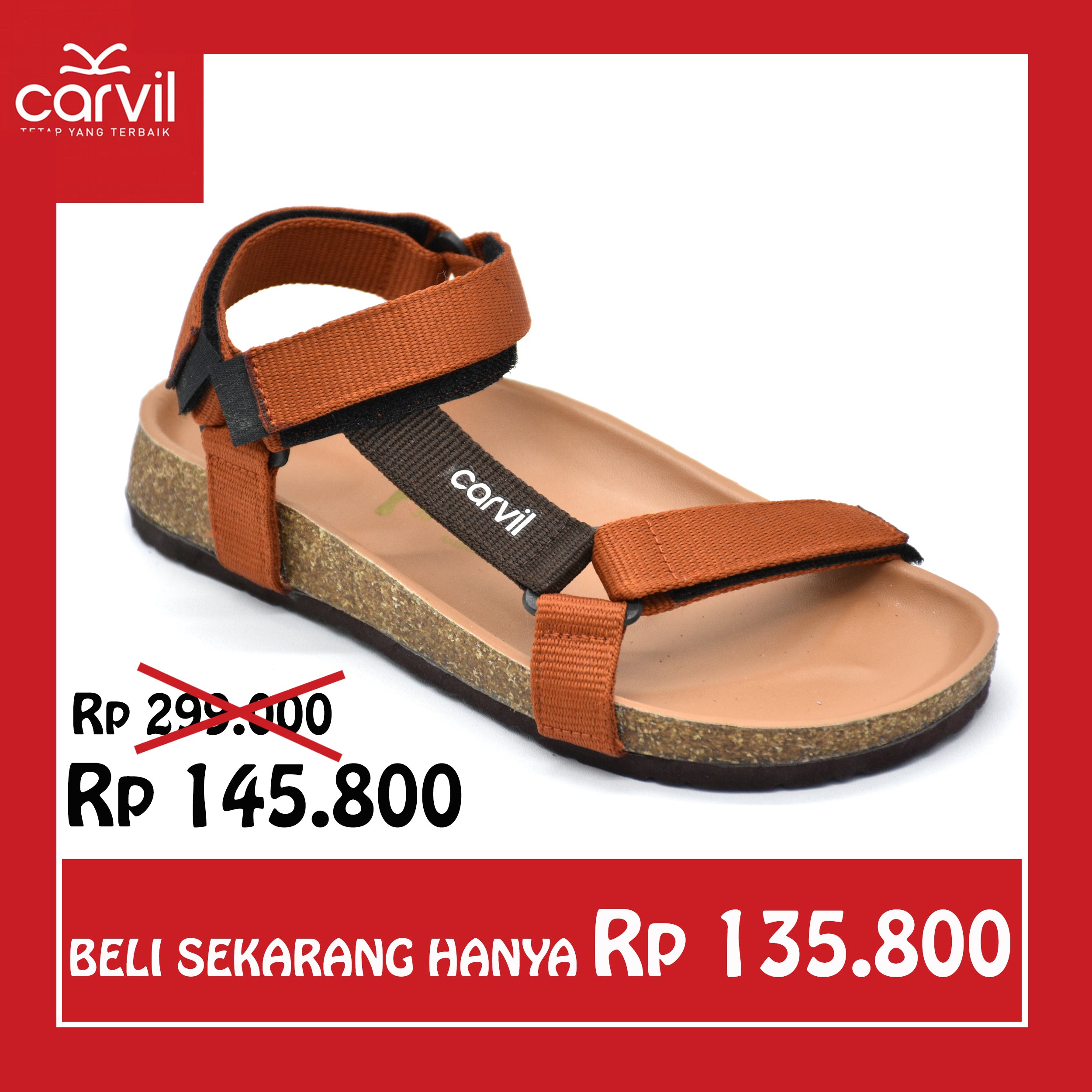 Carvil Sandal Wanita MANDAGI L TERAKOTA/BROWN