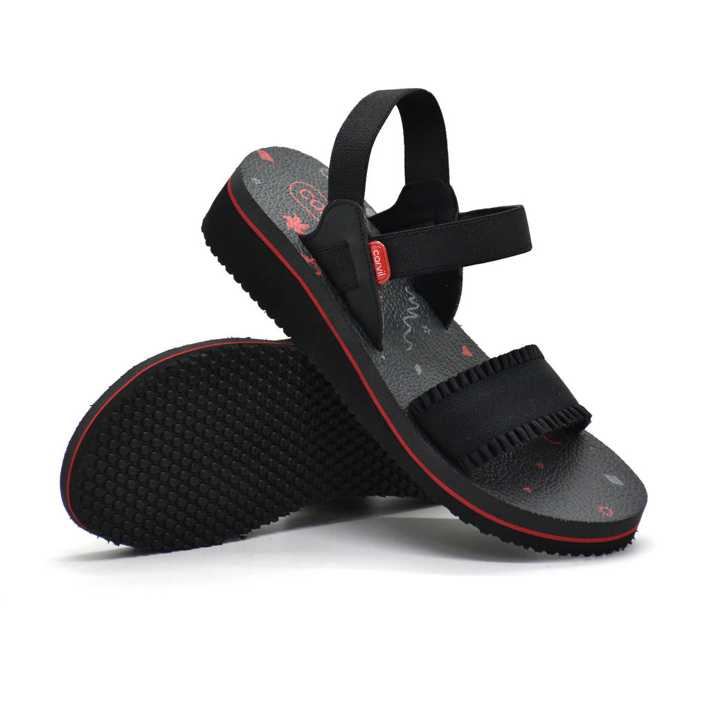 Carvil Sandal Wanita MELISTA TB - BLACK/GREY