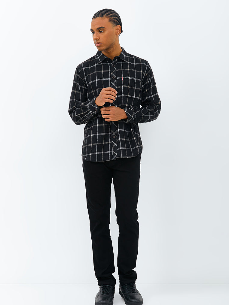 Carvil Kemeja MAN SS PHILO BLACK/OFF WHITE
