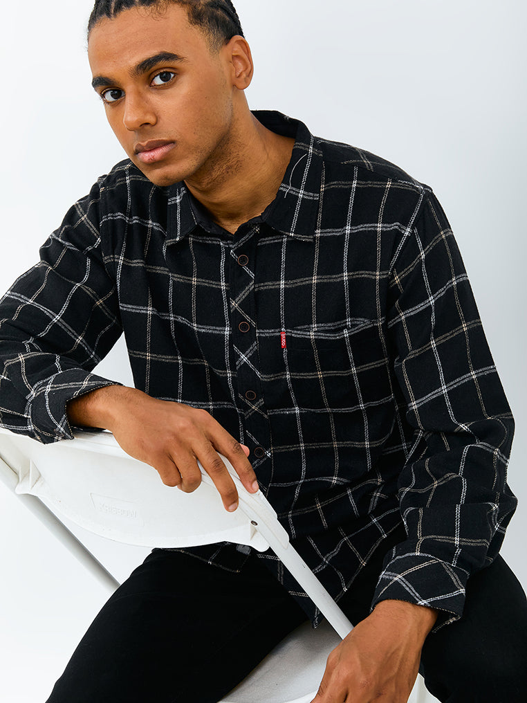 Carvil Kemeja MAN SS PHILO BLACK/OFF WHITE