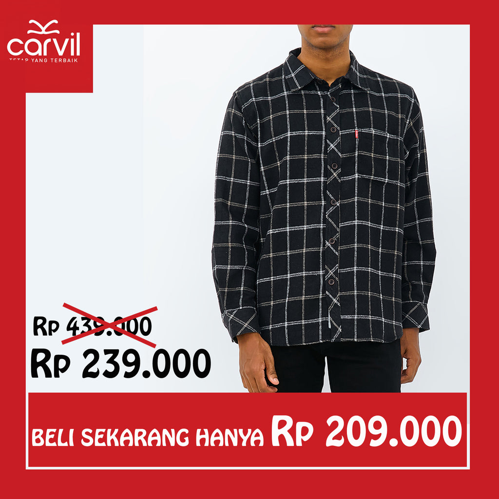 Carvil Kemeja MAN SS PHILO BLACK/OFF WHITE
