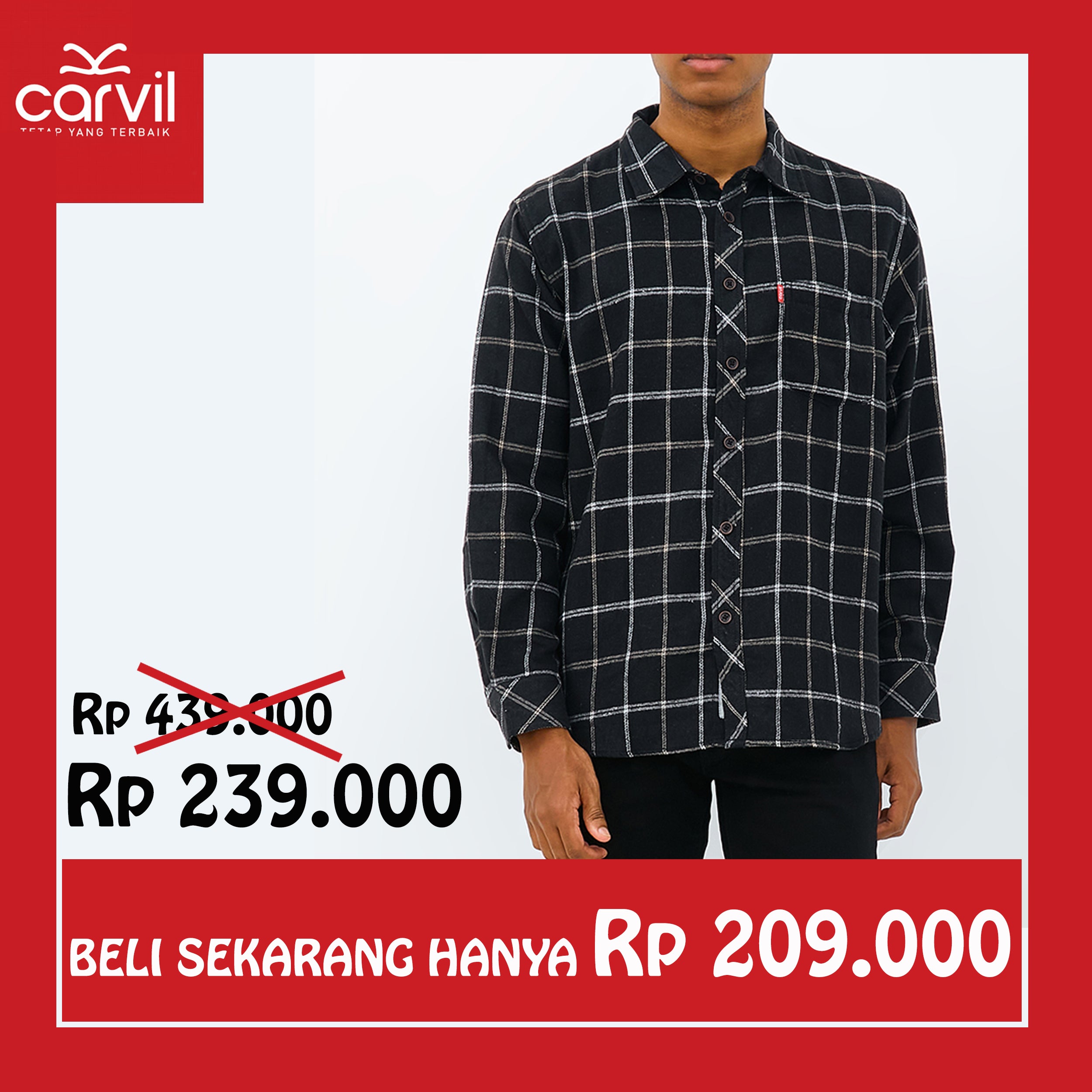 Carvil Kemeja MAN SS PHILO BLACK/OFF WHITE