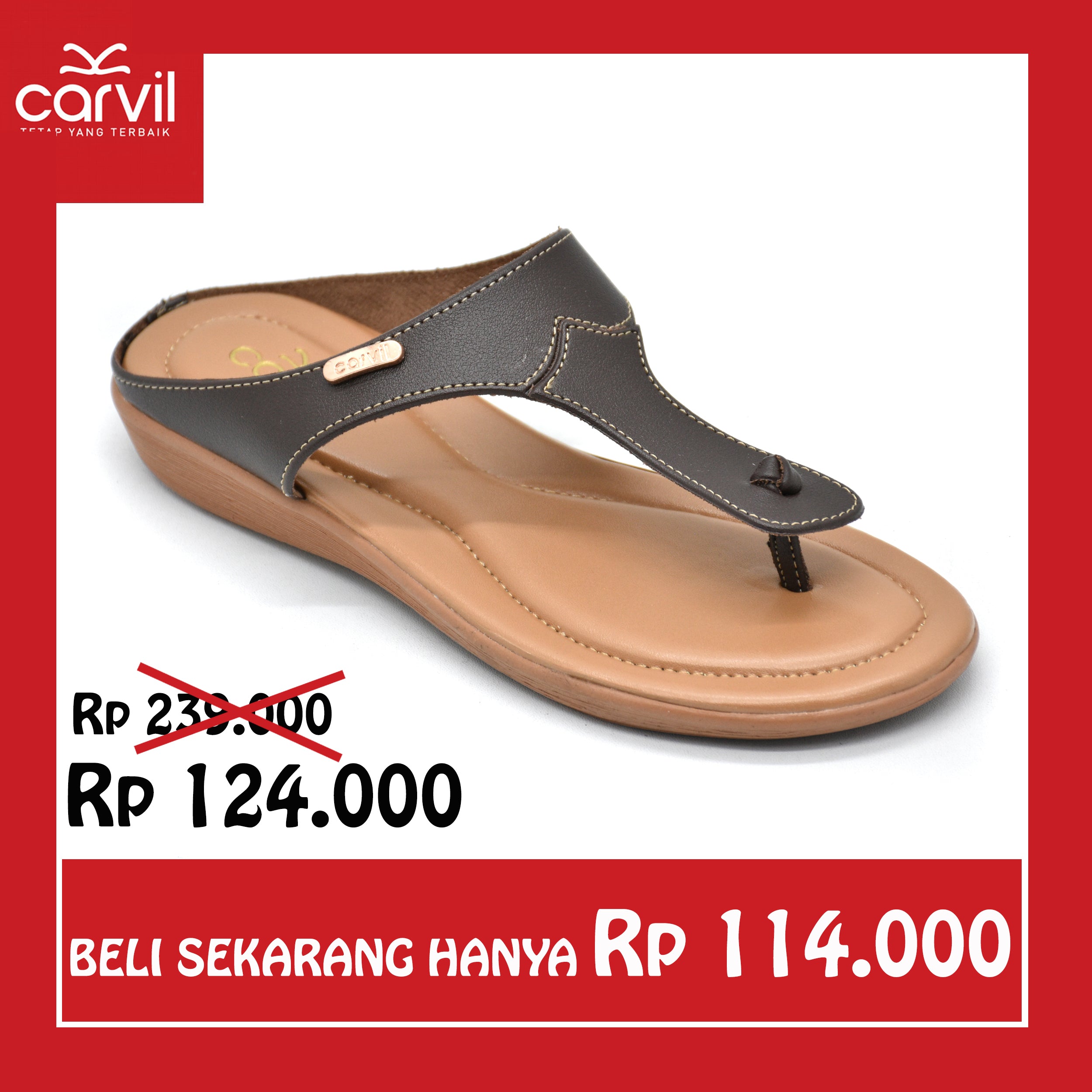 Carvil Sandal Wanita RENITA-01 L DARK BROWN