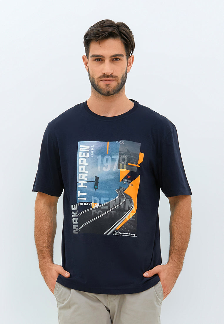 Carvil Tshirt Pria Road - Black - Fashion Man