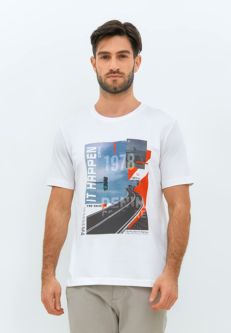 Carvil Tshirt Man Road - White - Fashion Man