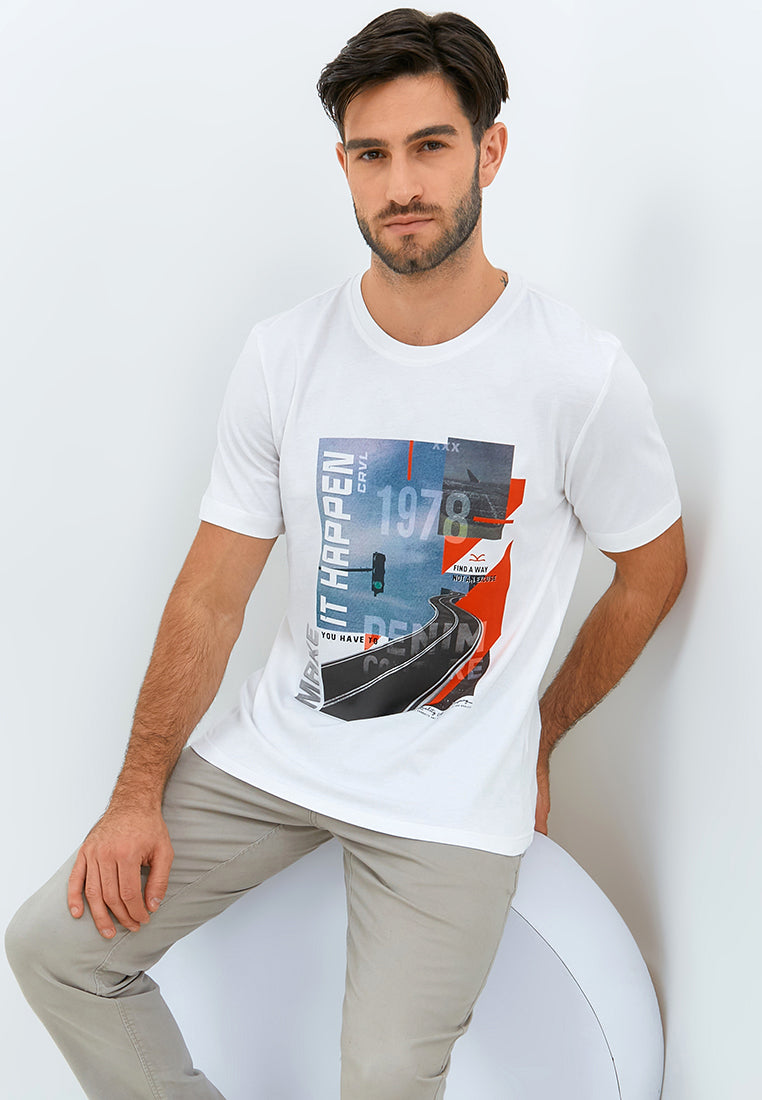 Carvil Tshirt Man Road - White - Fashion Man