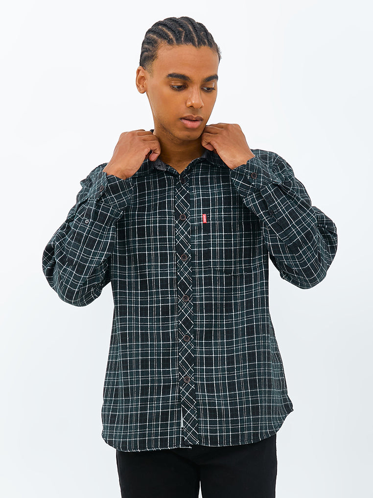 Carvil Kemeja Man LS SIMON BLACK/GREEN