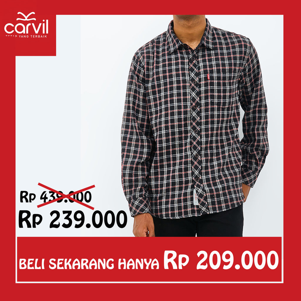 Carvil Kemeja MANL LS SLADE BLACK/RED