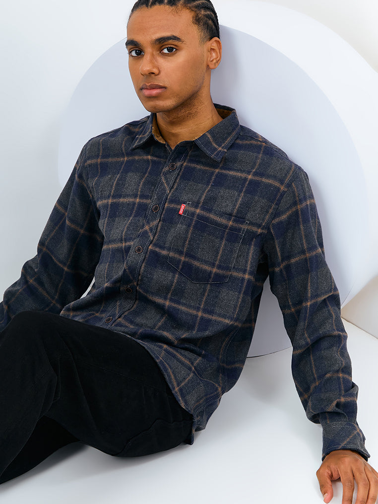 Carvil Kemeja Man LS VINSON BLACK/GREY