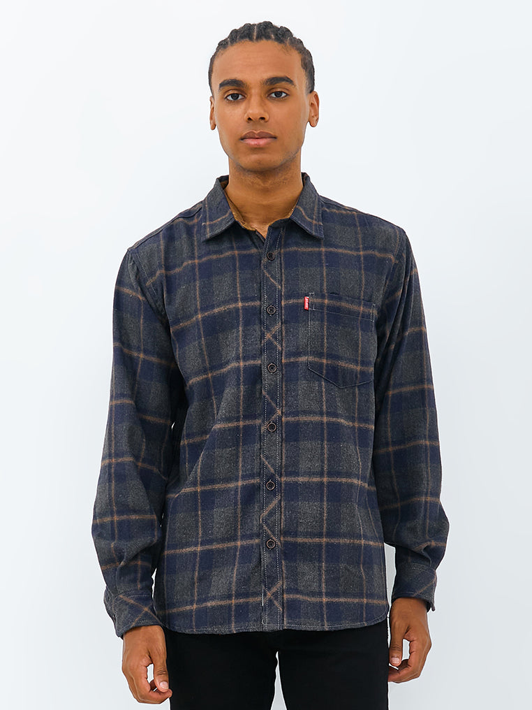 Carvil Kemeja Man LS VINSON BLACK/GREY