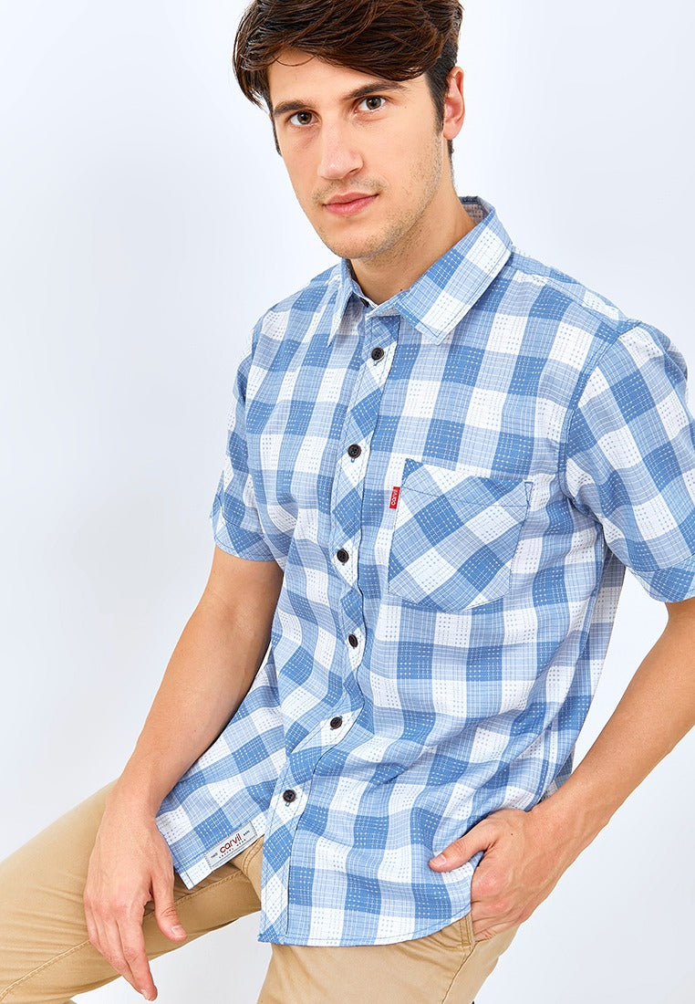 Carvil Kemeja Man SS BECK-BLU BLUE