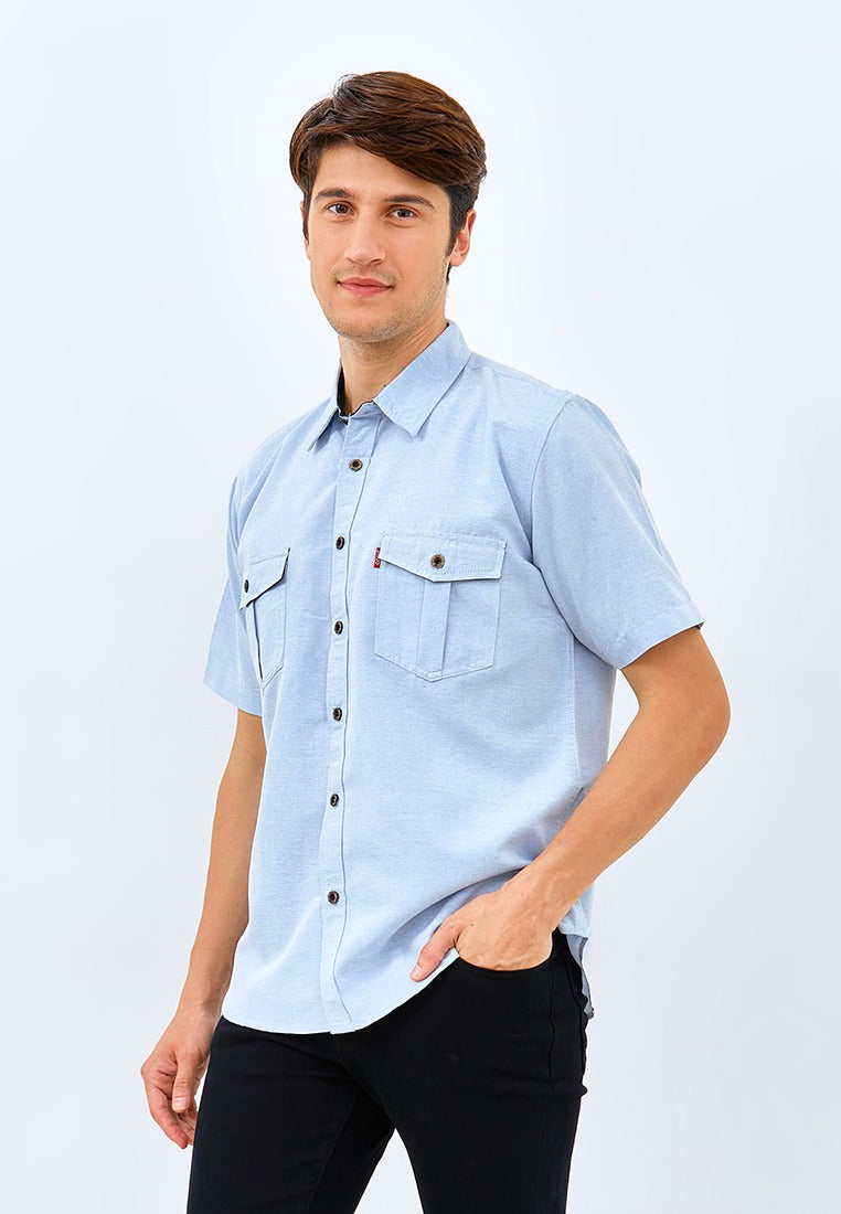 Carvil Kemeja Man SS LUCIUS-BLU BLUE