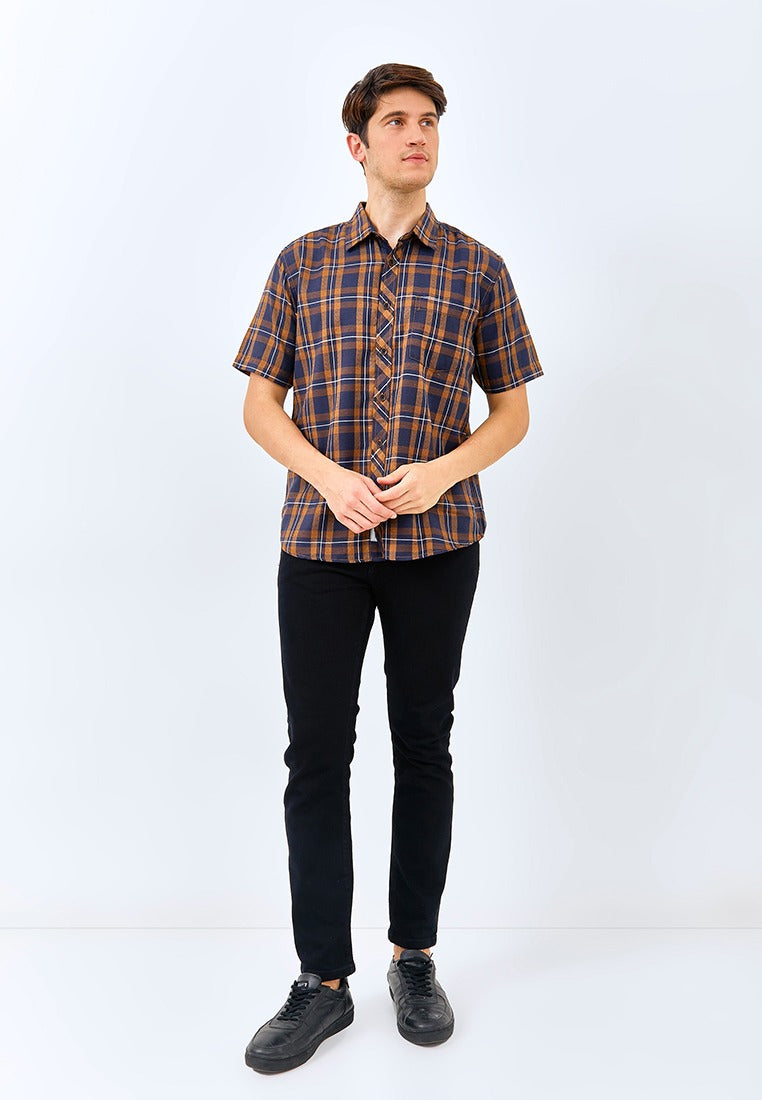 Carvil Kemeja Man SS TAMEEZ-NVB NAVI/BROWN