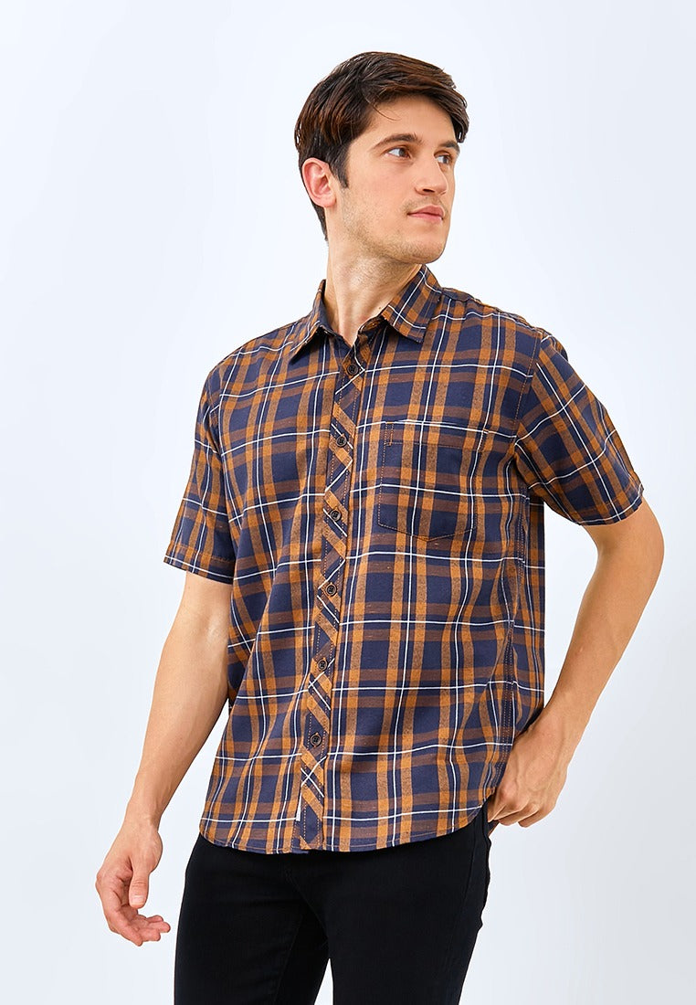 Carvil Kemeja Man SS TAMEEZ-NVB NAVI/BROWN