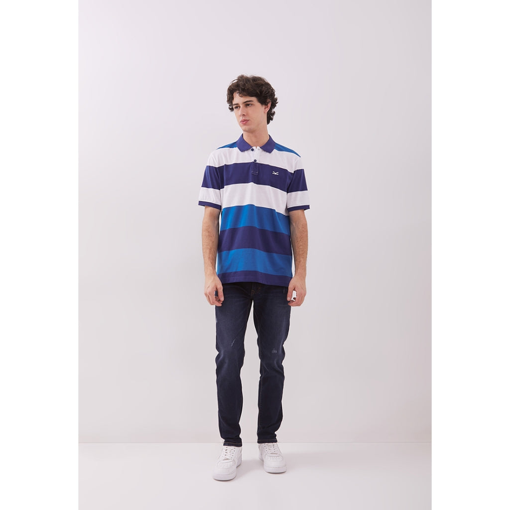 Carvil Tshirt Polo Man - Naldo - White/Light Blue
