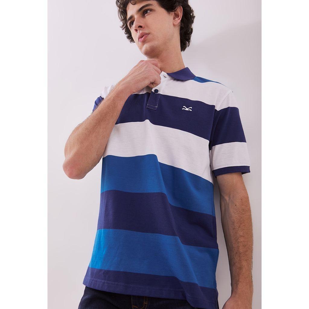 Carvil Tshirt Polo Man - Naldo - White/Light Blue