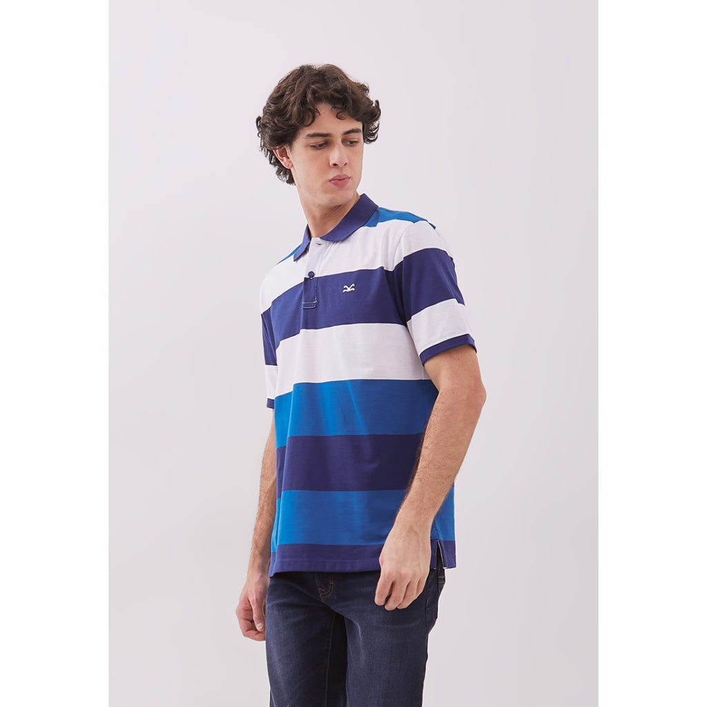 Carvil Tshirt Polo Man - Naldo - White/Light Blue