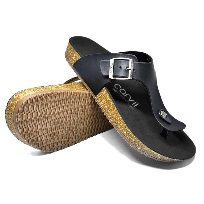 Carvil Sandal Footbed Pria BENZO-01M BLACK/BLACK