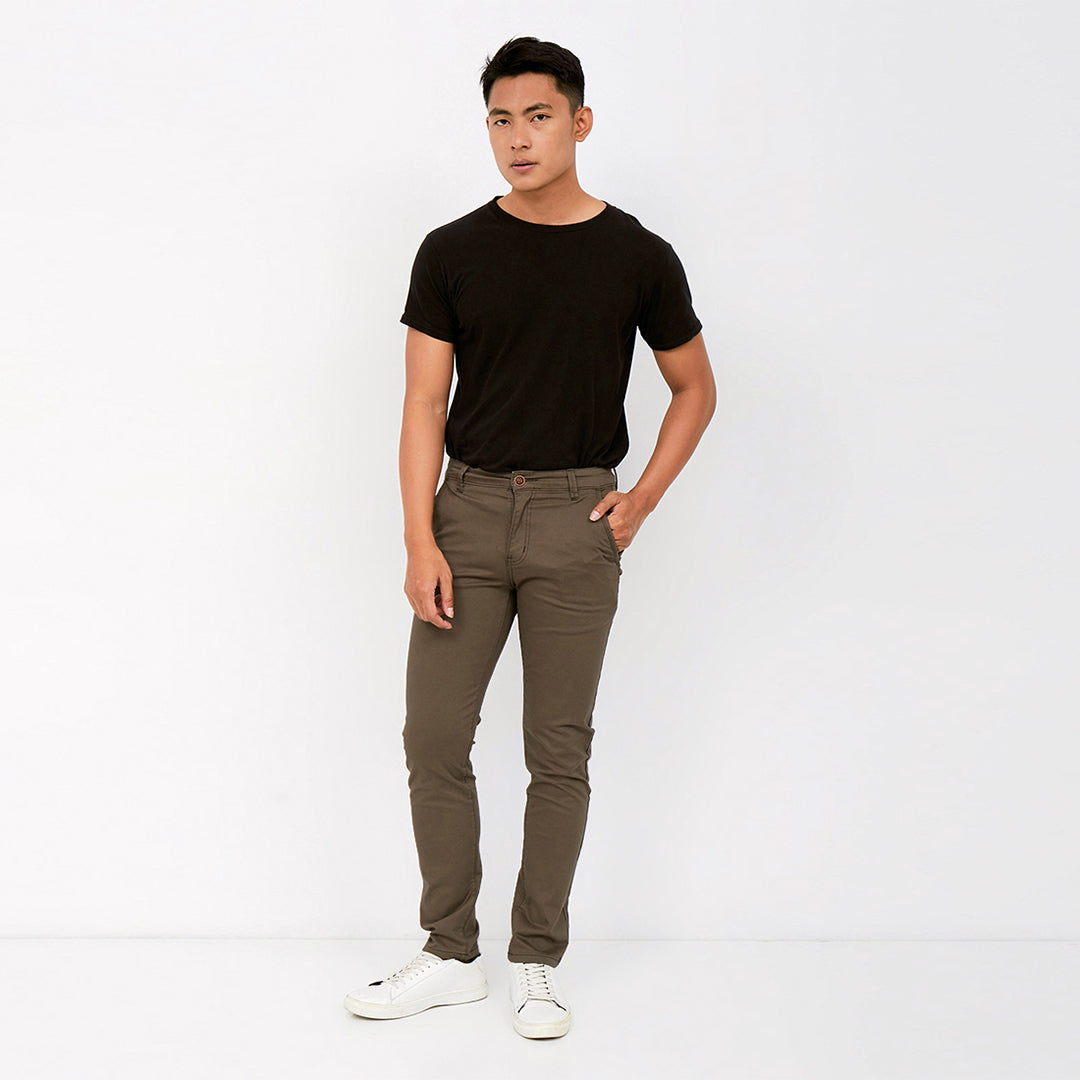 Carvil Chinos Pria SATENZO-DO DK. OLIVE