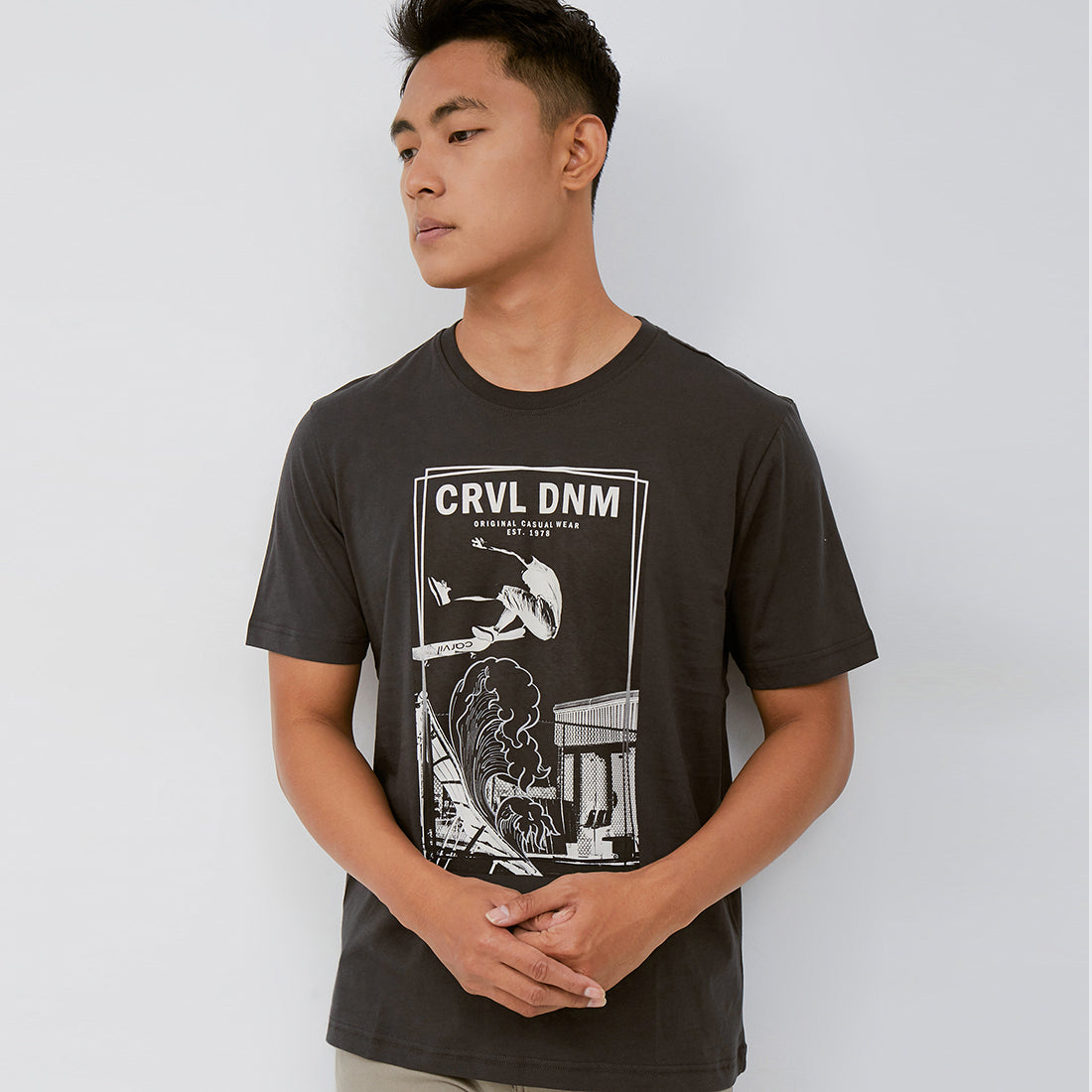 Carvil Tshirt Pria SKATE-CHR CHARCOAL