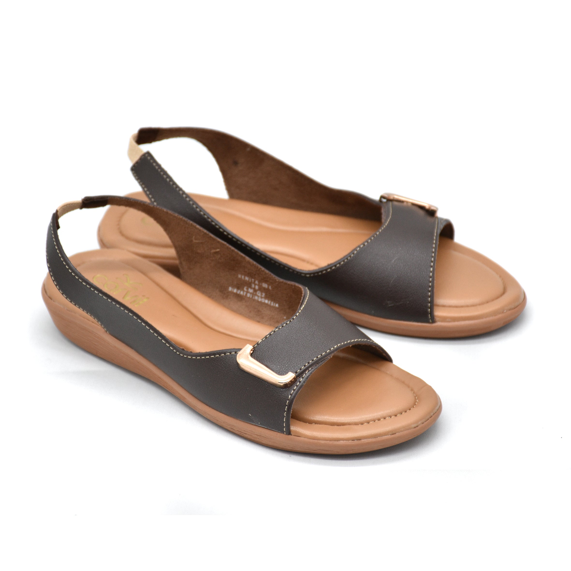 Carvil Sandal Wanita RENITA-03 L DARK BROWN